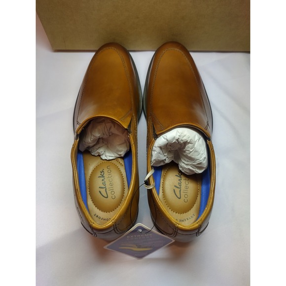 Clarks Whiddon Step Mens Dark Tan Leather Slip On Loafers Dress Shoes Size 7M - Picture 5 of 7